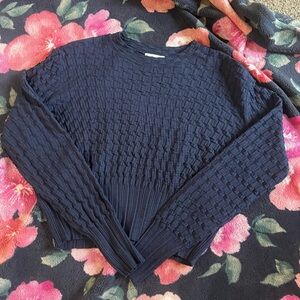 Lucy Paris Size Small Long Sleeve Navy Textured Knit Sweater